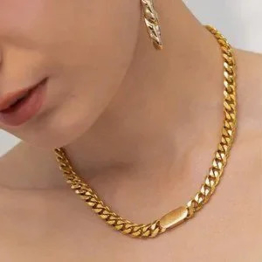 18K Gold Plated Chunky Link Chain Necklace 9b